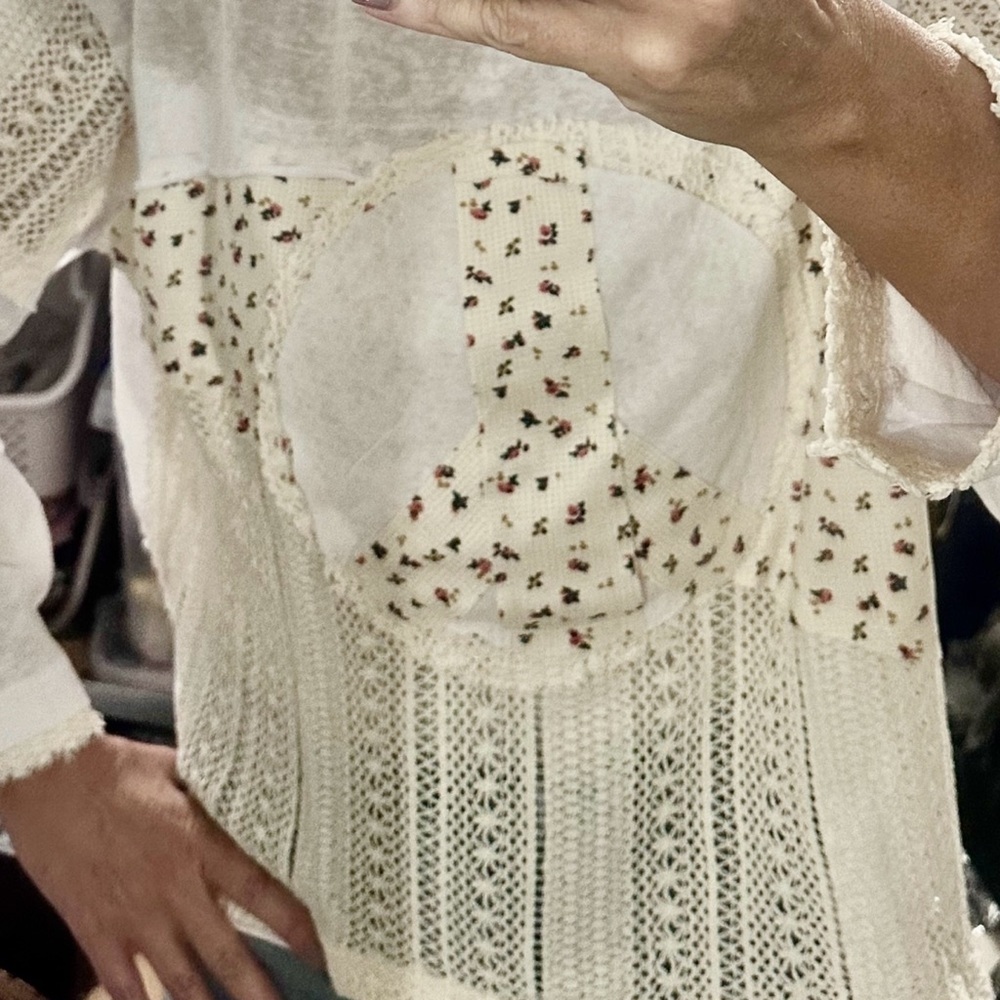 POL Women's White and Cream Lace Sweatshirt - Picture 3 of 5